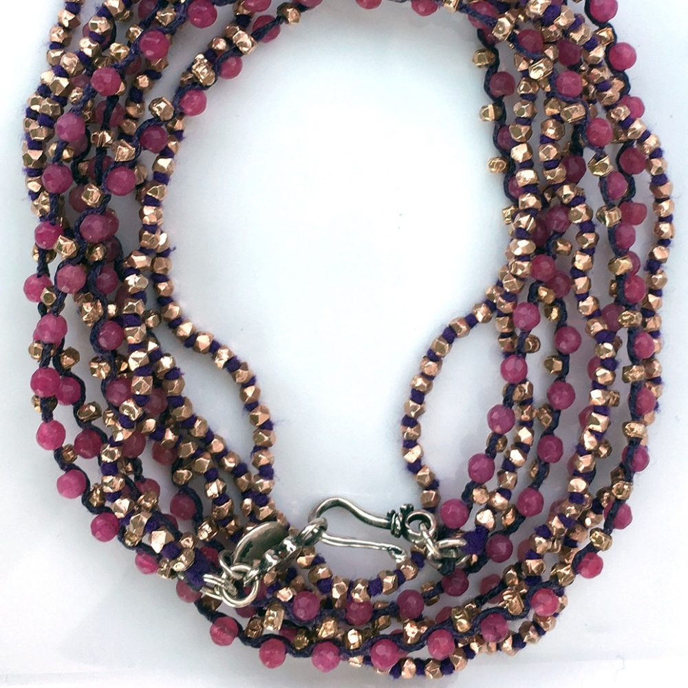 Chan Luu Pink Double Strand Crochet Bracelet